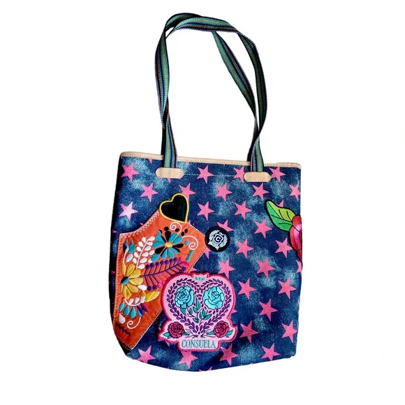 Consuela Everyday Drew Tote Skulls Roses Hearts - Picture 2 of 8